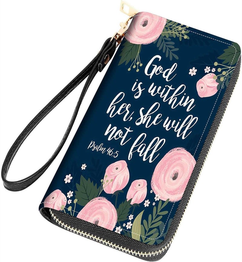 FQTBCEARI Hummingbird Flower Print Women Large Capacity Wallet PU Leather Zipper Clutch Purse for Smart Phone/Card/Coin/Cash - Image 1